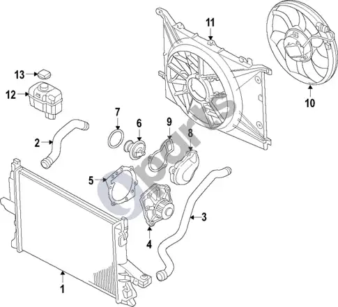 Volvo XC60 aušinimo sistema (1, 2014 T6) – schema