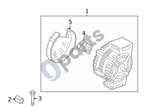 Volvo XC60 generatorius ir susiję komponentai (2014 T6) – schema
