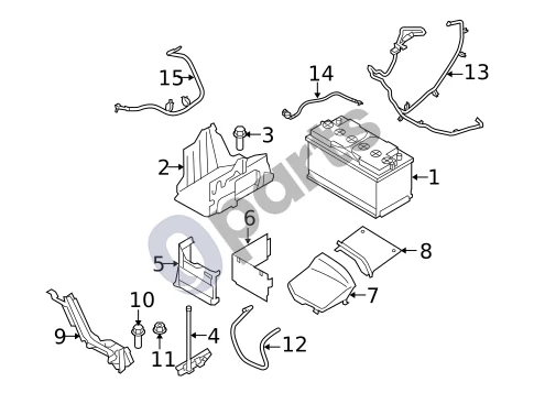 Volvo XC60 (2009–2013) Akumuliatorius schema – pozicija 5: Akumuliatoriaus dangtis