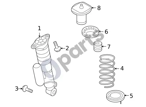 Volvo XC60 amortizatoriai ir komponentai – schema