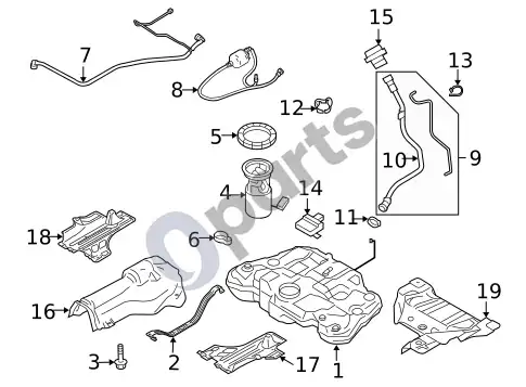 Volvo XC60 degalų sistemos komponentai – schema