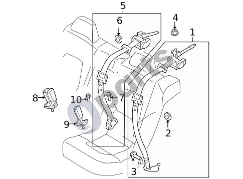 Volvo XC60 galiniai saugos diržai – schema
