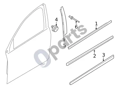 Volvo XC60 išorinė apdaila - priekinės durys – schema