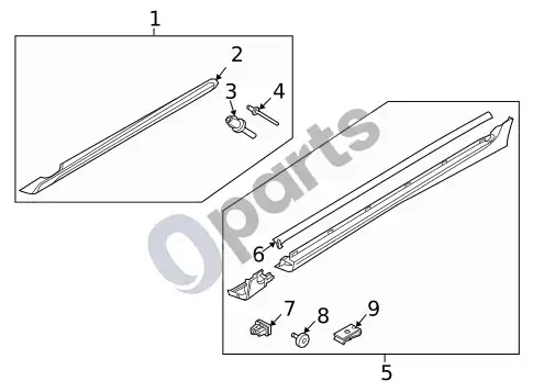 Volvo XC60 išorinė apdaila - statramsčiai – schema