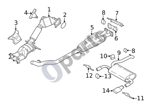 Volvo XC60 išmetimo sistema ir galiniai vamzdžiai – schema