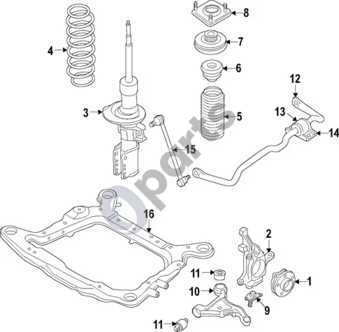 Volvo XC60 priekinė pakaba – schema