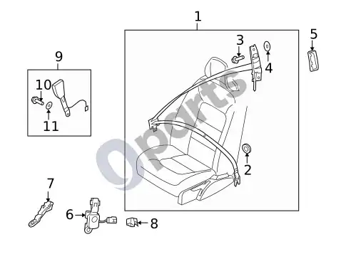 Volvo XC60 priekiniai saugos diržai – schema