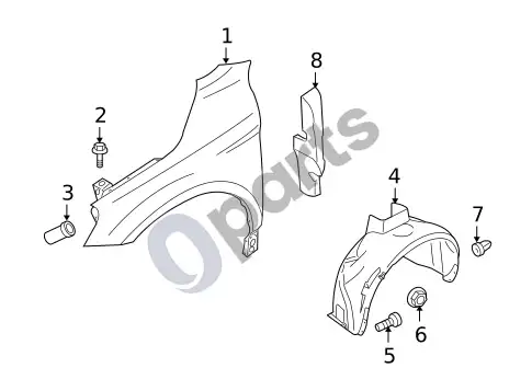 Volvo XC60 sparnas ir komponentai – schema