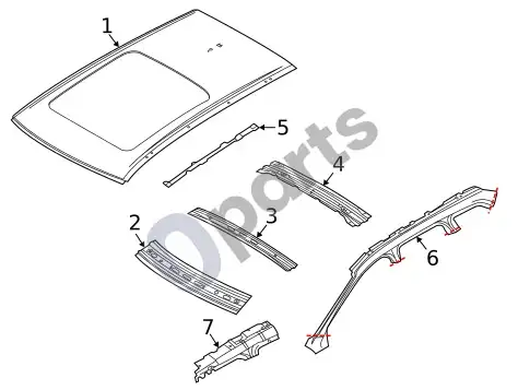 Volvo XC60 stogas ir komponentai – schema
