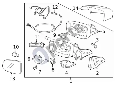 Volvo XC60 veidrodėliai – schema