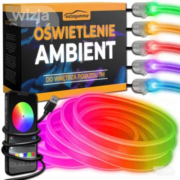 Salono apšvietimas Ambient automobilio LED RGB 7 m su programėle ir pulteliu