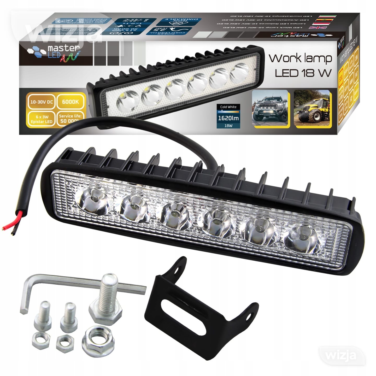Darbo žibintas LED 18W prožektorius 12V 24V 6LED didelio našumo 29433 – nuotrauka 1