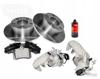 Komplektas: diskai x2 + kaladėlės + suportai galas AUDI A6 C5 VW PASSAT B5 FL + DOT4 1L 004730x2 – nuotrauka 1