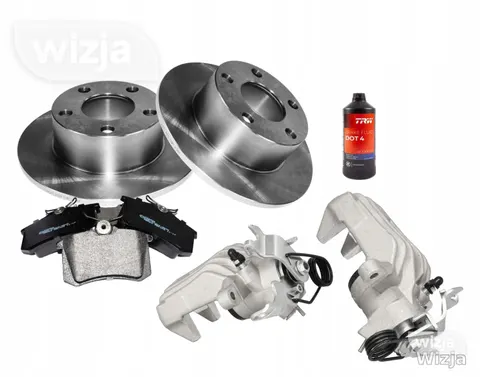 Komplektas: diskai x2 + kaladėlės + suportai galas AUDI A6 C5 VW PASSAT B5 FL + DOT4 1L